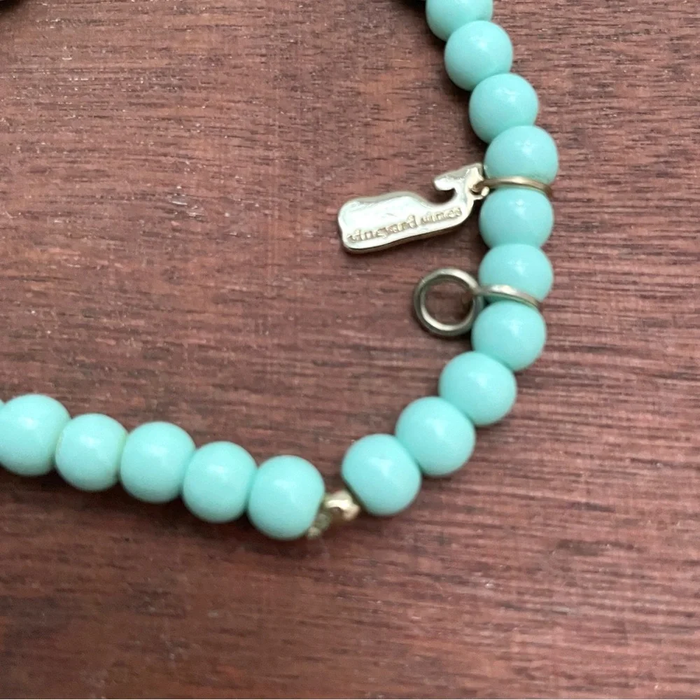 Vineyard Vines Seafoam Beaded Bracelet with Whale Charm